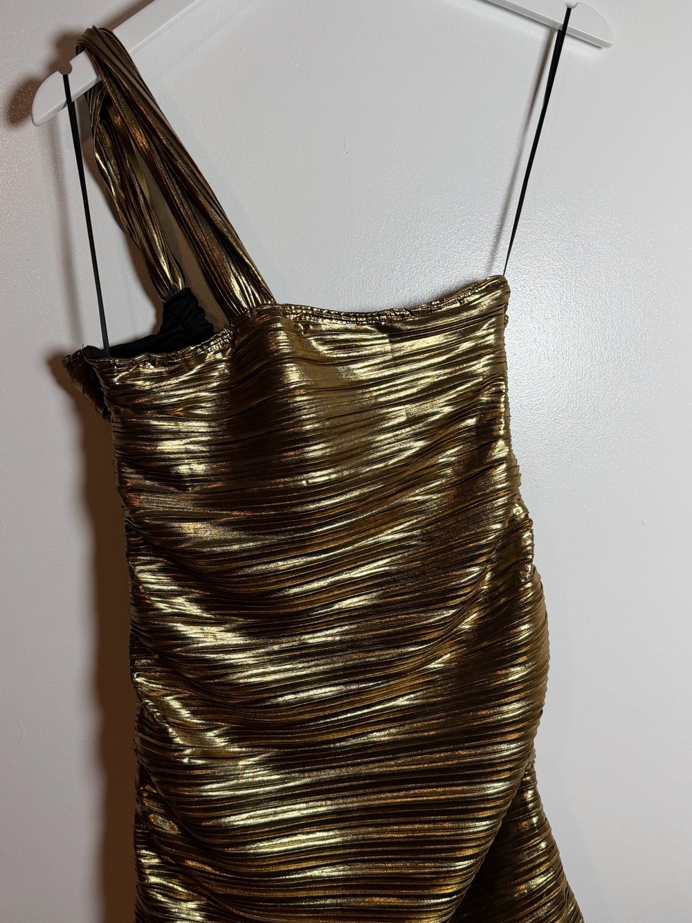 Astr Metallic Gold One-Shoulder Ruched Camisole